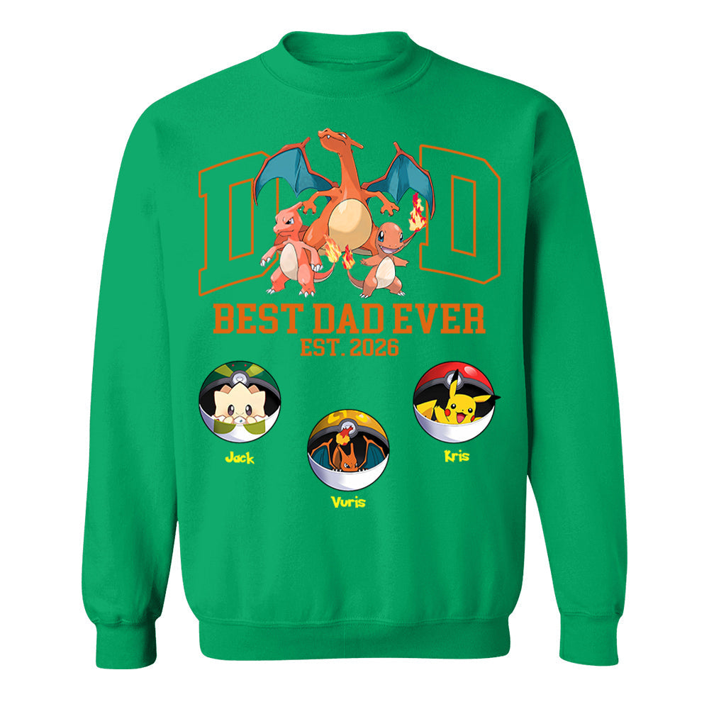 Pokedad Best Dad Ever, Personalized Pokedad Shirt With Kids Name, Father's Day Gift For Husband, Dad, Grandpa MI209 Li29