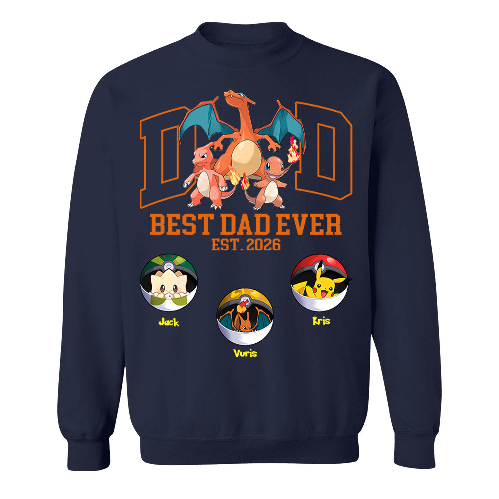Pokedad Best Dad Ever, Personalized Pokedad Shirt With Kids Name, Father's Day Gift For Husband, Dad, Grandpa MI209 Li29