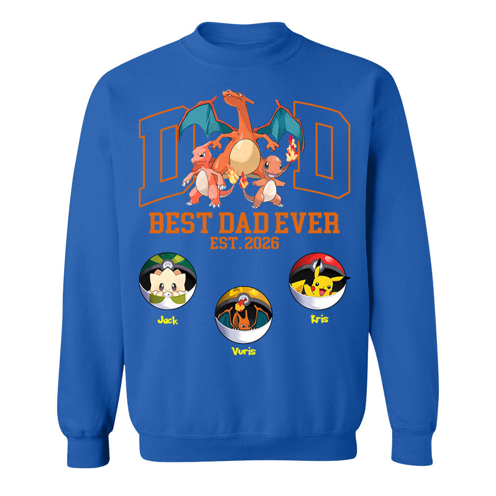 Pokedad Best Dad Ever, Personalized Pokedad Shirt With Kids Name, Father's Day Gift For Husband, Dad, Grandpa MI209 Li29