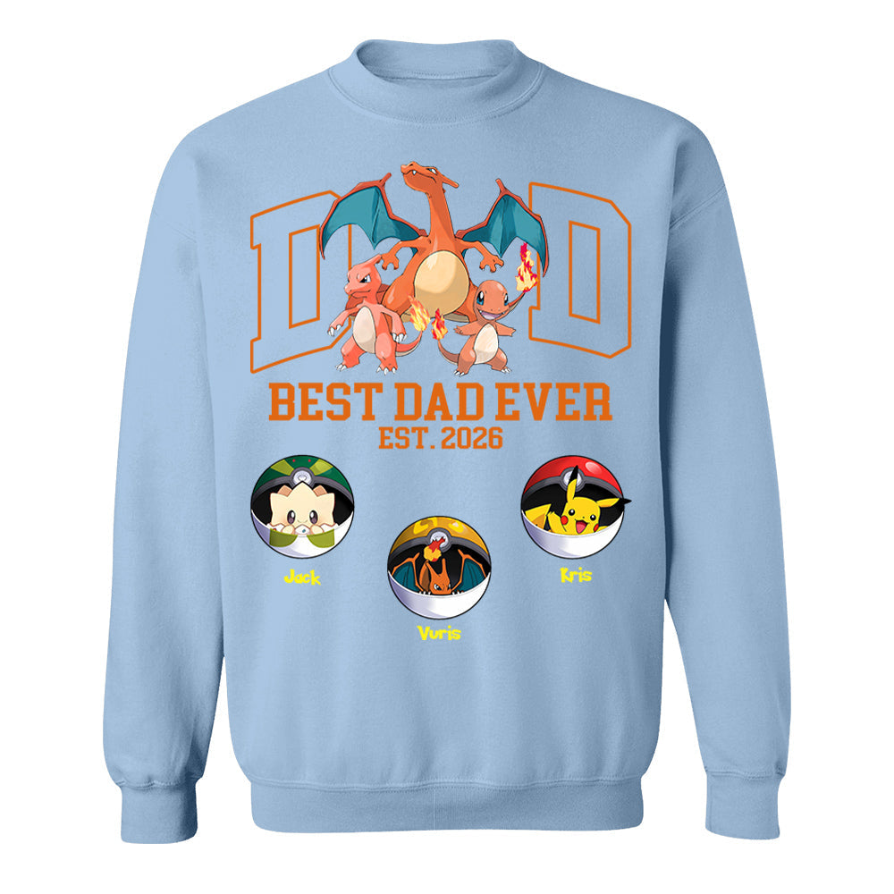Pokedad Best Dad Ever, Personalized Pokedad Shirt With Kids Name, Father's Day Gift For Husband, Dad, Grandpa MI209 Li29