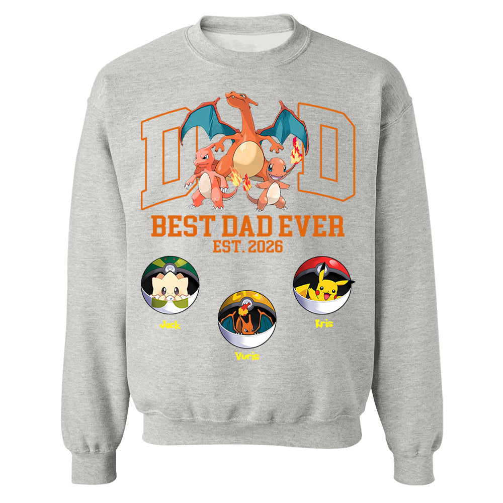 Pokedad Best Dad Ever, Personalized Pokedad Shirt With Kids Name, Father's Day Gift For Husband, Dad, Grandpa MI209 Li29
