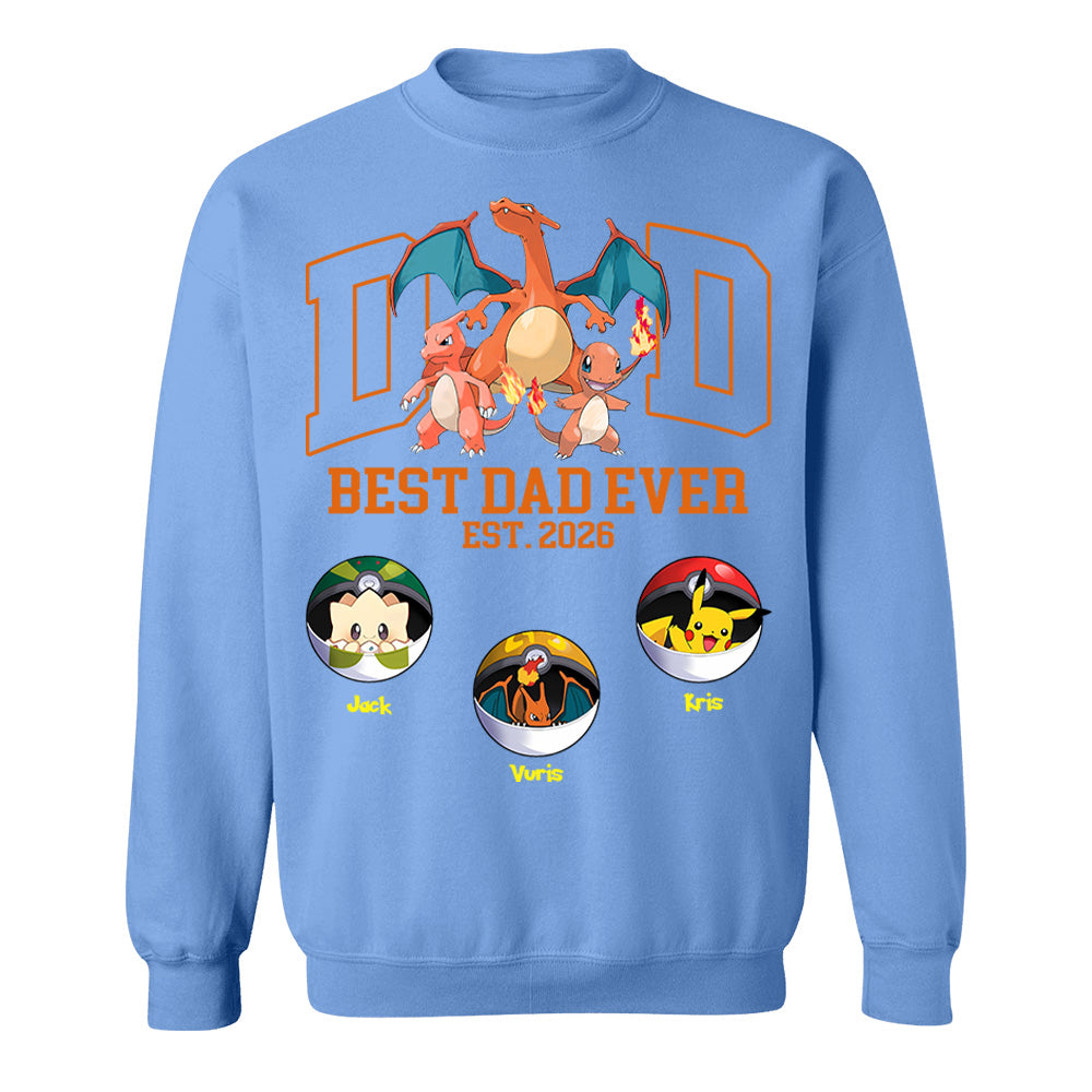 Pokedad Best Dad Ever, Personalized Pokedad Shirt With Kids Name, Father's Day Gift For Husband, Dad, Grandpa MI209 Li29