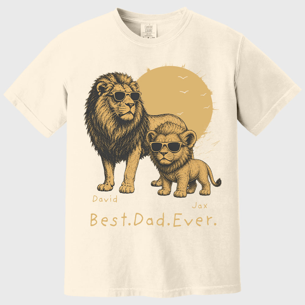 Personalized Best Dad Ever Lion T-Shirt Father Day Gifts for Dad Funny Papa Tshirt Cool Daddy Lion Tee  Pt99