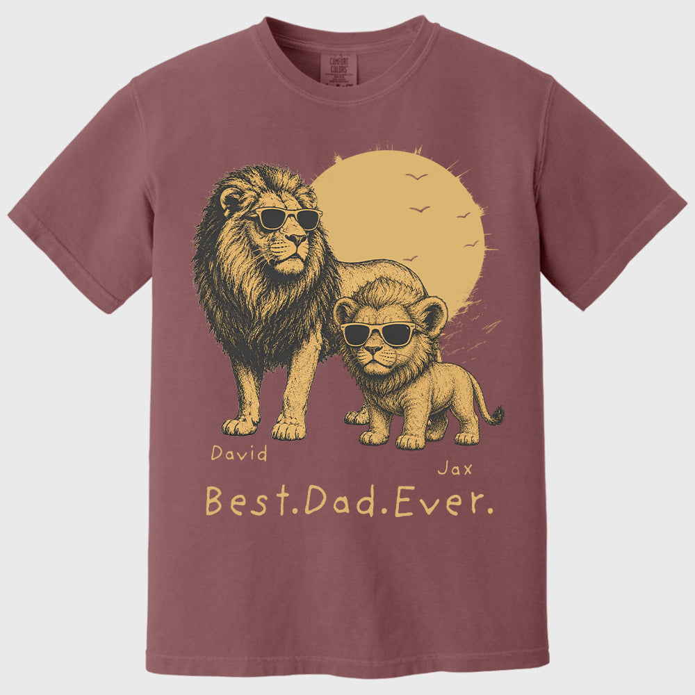 Personalized Best Dad Ever Lion T-Shirt Father Day Gifts for Dad Funny Papa Tshirt Cool Daddy Lion Tee  Pt99