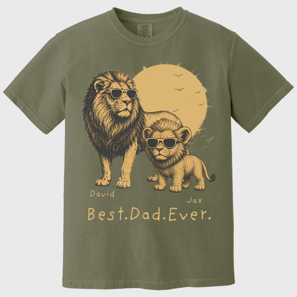 Personalized Best Dad Ever Lion T-Shirt Father Day Gifts for Dad Funny Papa Tshirt Cool Daddy Lion Tee  Pt99