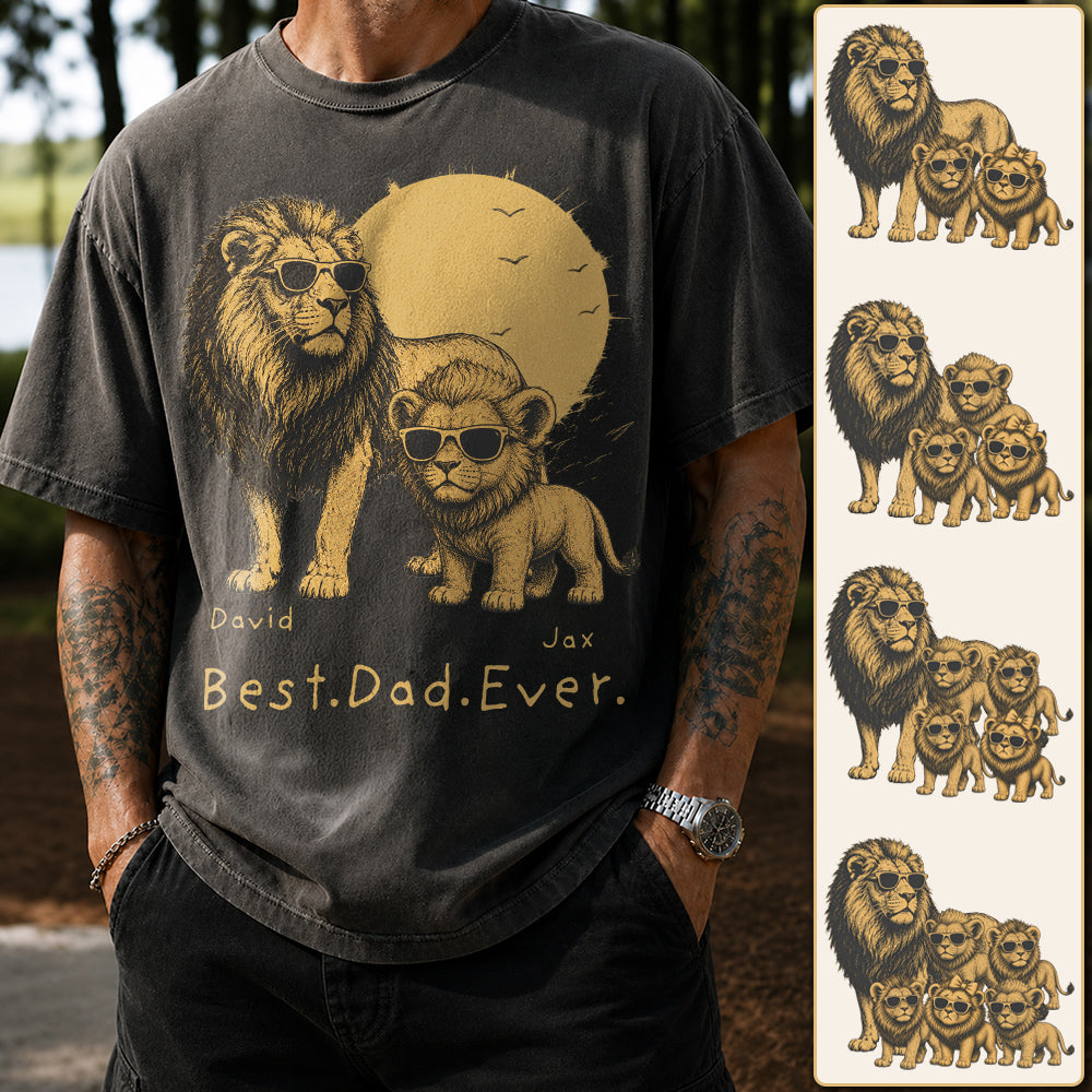 Personalized Best Dad Ever Lion T-Shirt Father Day Gifts for Dad Funny Papa Tshirt Cool Daddy Lion Tee  Pt99