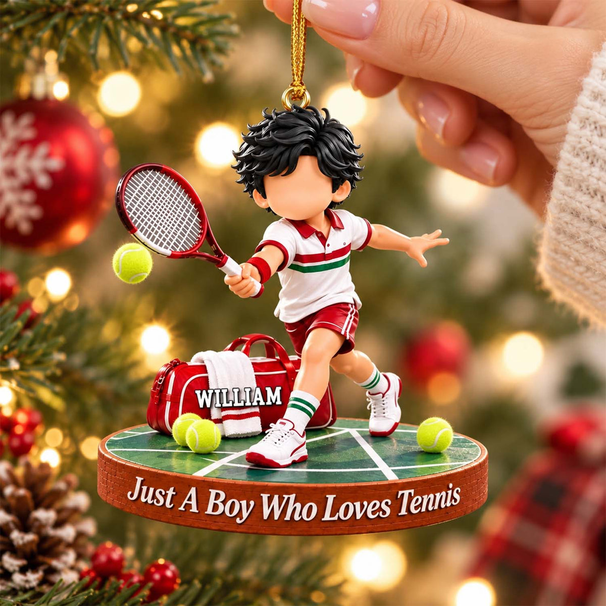 Personalized Tennis Boy Tennis Girl Christmas Ornament Pt99