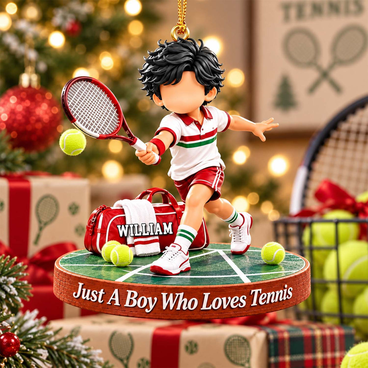Personalized Tennis Boy Tennis Girl Christmas Ornament Pt99