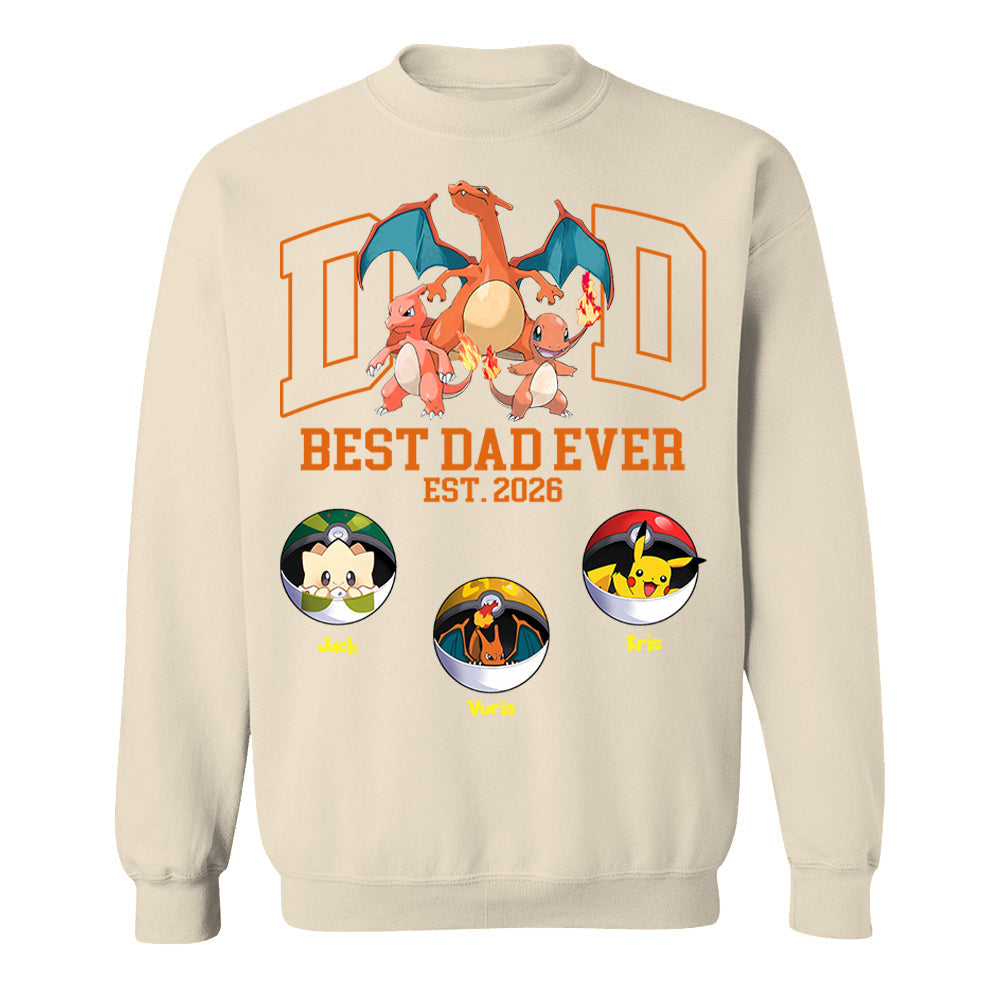Pokedad Best Dad Ever, Personalized Pokedad Shirt With Kids Name, Father's Day Gift For Husband, Dad, Grandpa MI209 Li29