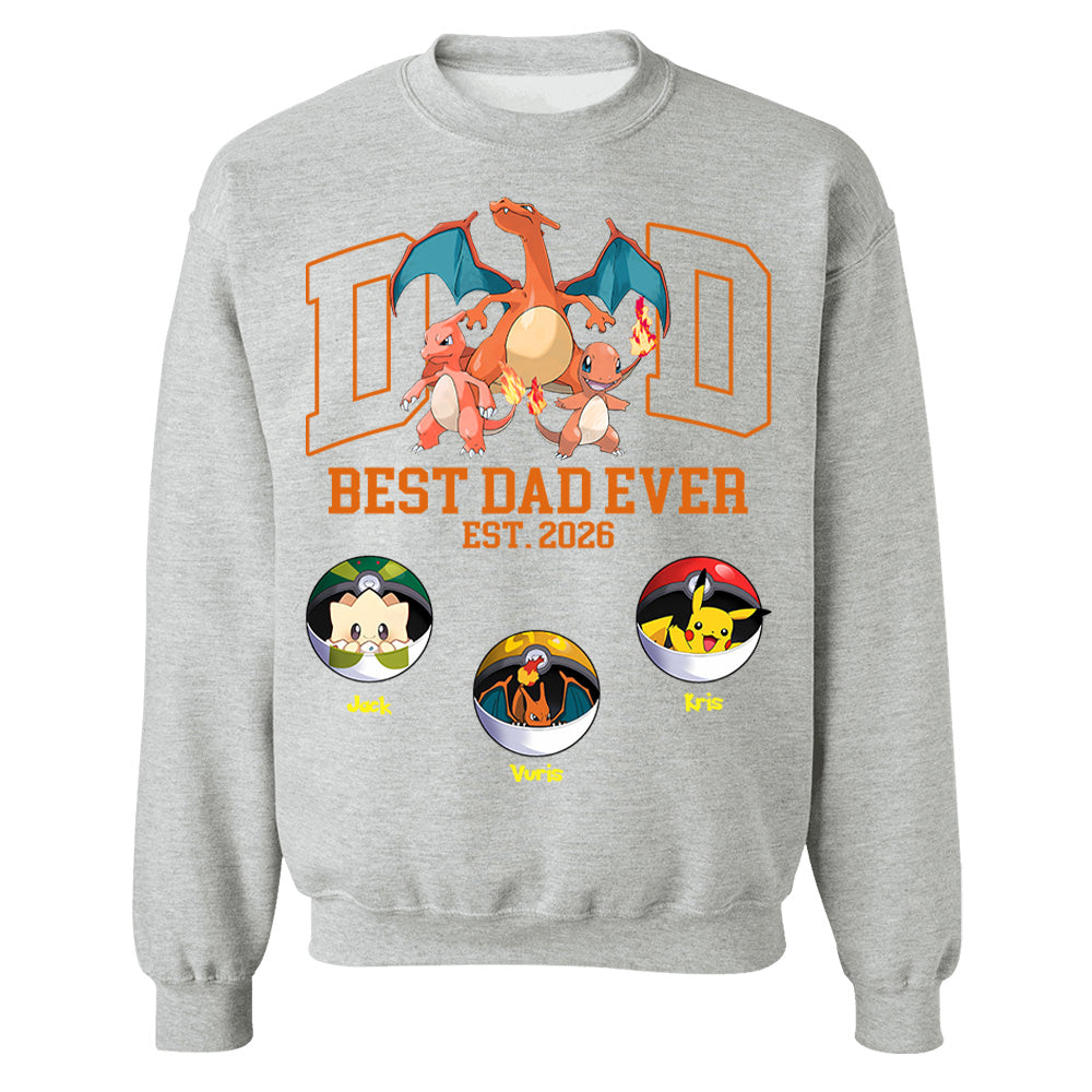 Pokedad Best Dad Ever, Personalized Pokedad Shirt With Kids Name, Father's Day Gift For Husband, Dad, Grandpa MI209 Li29