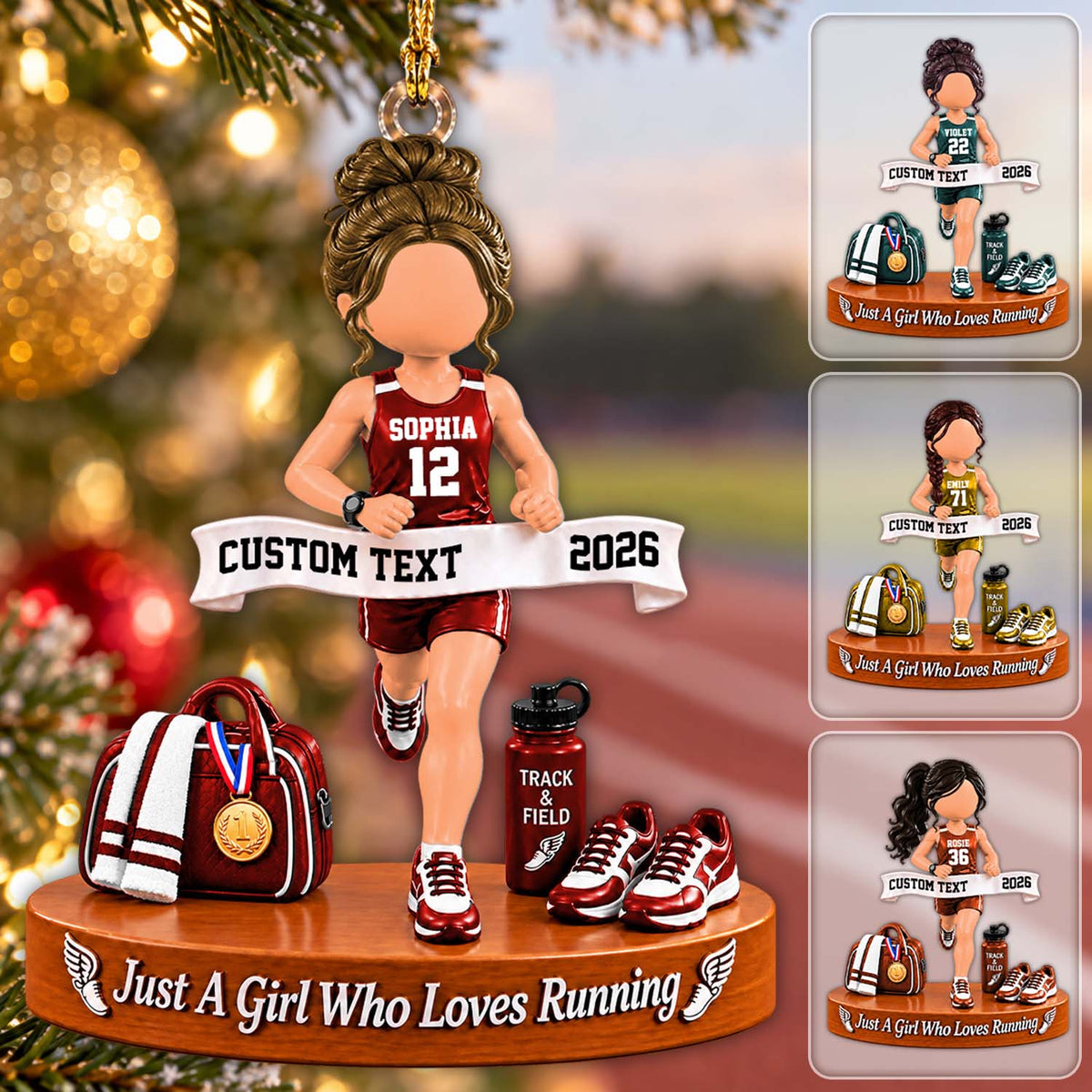 Just A Girl Who Loves Running Ornament, Personalized Track & Field Runner Christmas Ornament, Custom Name Gift Na02 Pt99