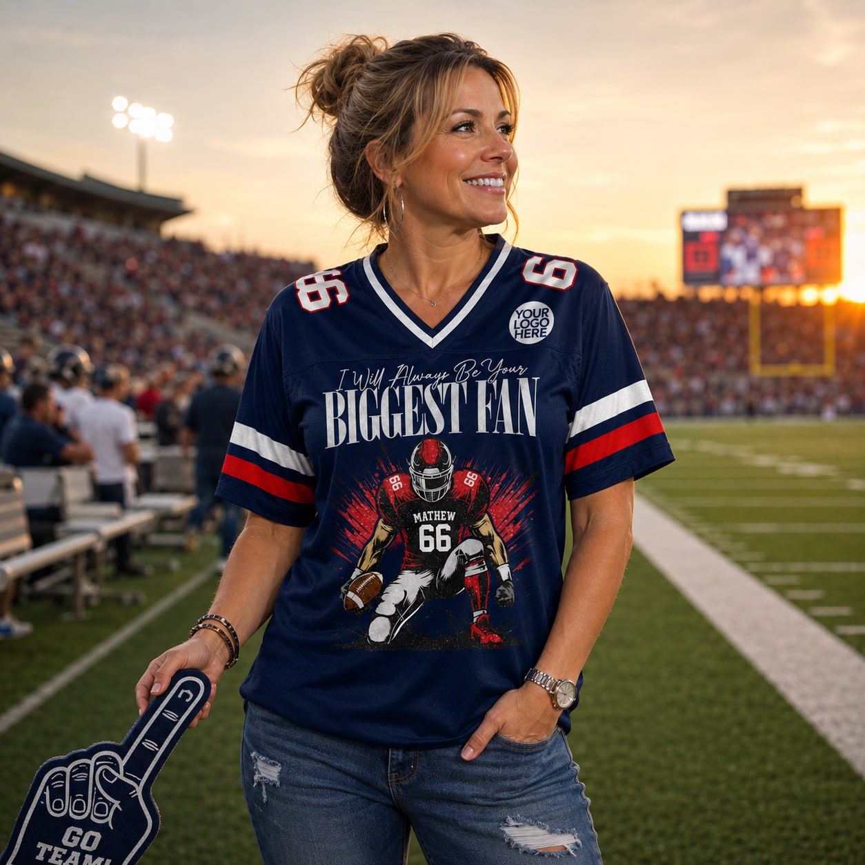 I'll Always Be Your Biggest Fan -  Personalized All Over Print Football Jersey For Football Mom Grandma Sport Family T1807 T24