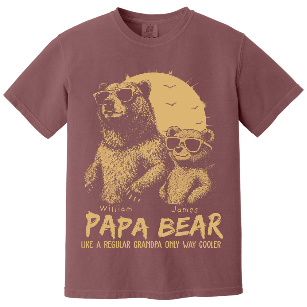 Personalized Papa Bear Like A Regular Grandpa Only Way Cooler Bear T-Shirt Father Day Gifts for Dad Funny Papa Tshirt Cool Daddy Bear Tee T24