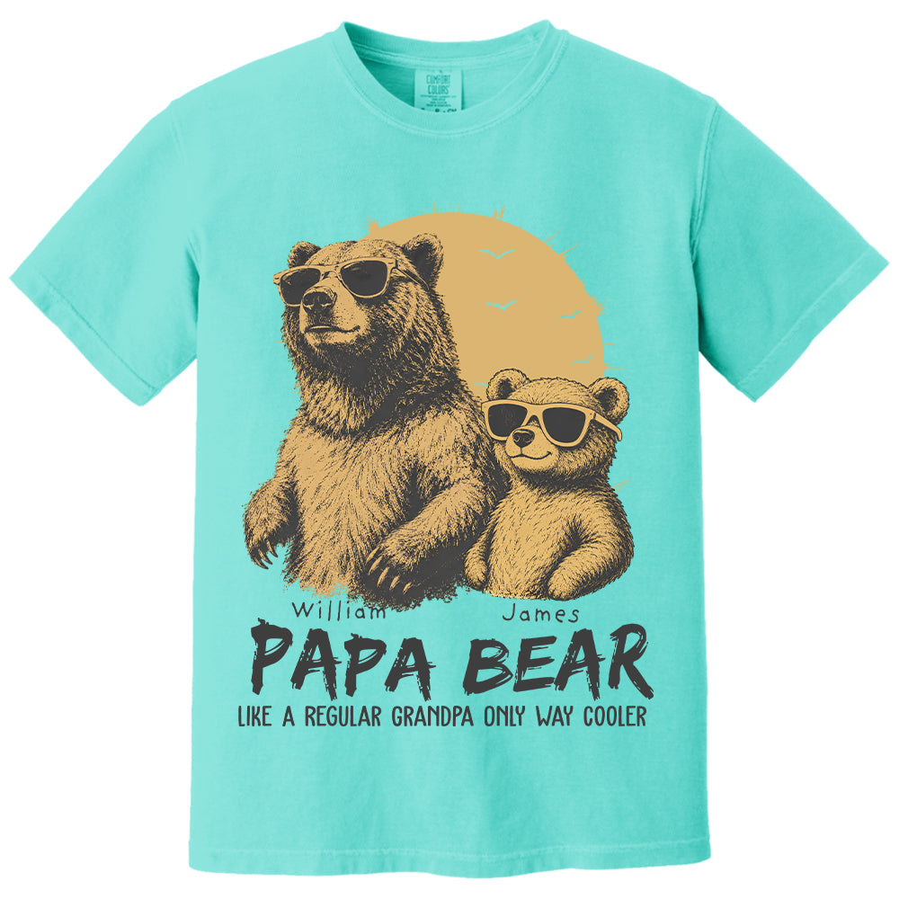 Personalized Papa Bear Like A Regular Grandpa Only Way Cooler Bear T-Shirt Father Day Gifts for Dad Funny Papa Tshirt Cool Daddy Bear Tee T24