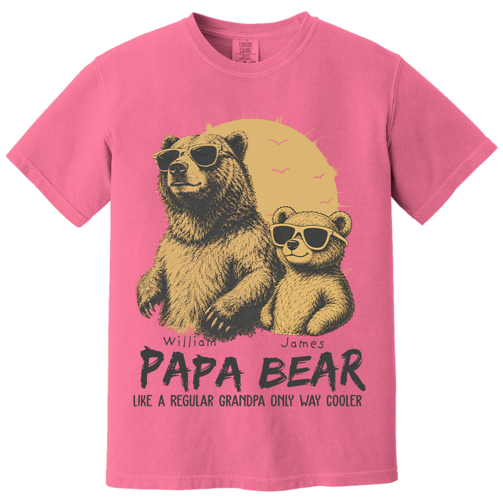 Personalized Papa Bear Like A Regular Grandpa Only Way Cooler Bear T-Shirt Father Day Gifts for Dad Funny Papa Tshirt Cool Daddy Bear Tee T24
