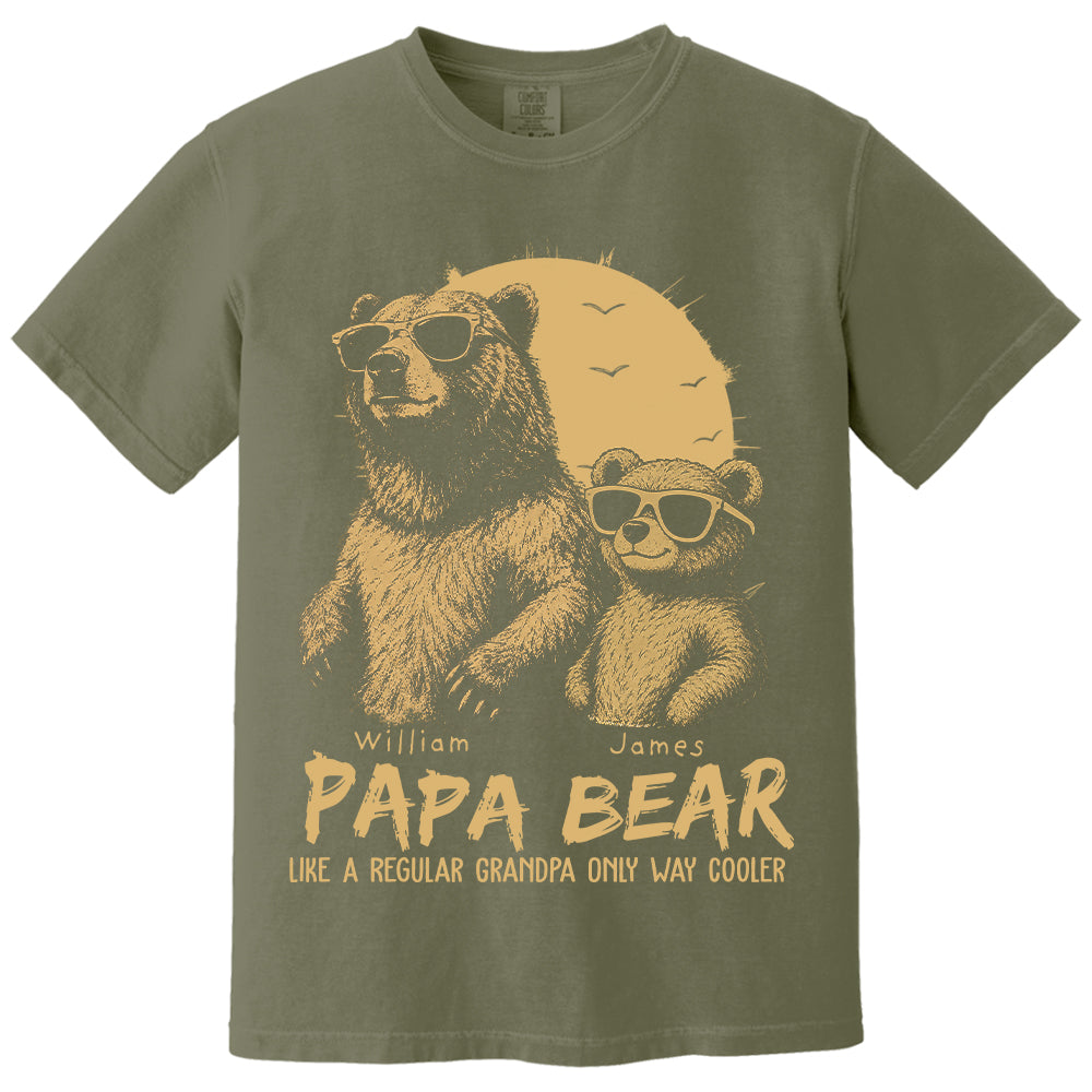 Personalized Papa Bear Like A Regular Grandpa Only Way Cooler Bear T-Shirt Father Day Gifts for Dad Funny Papa Tshirt Cool Daddy Bear Tee T24