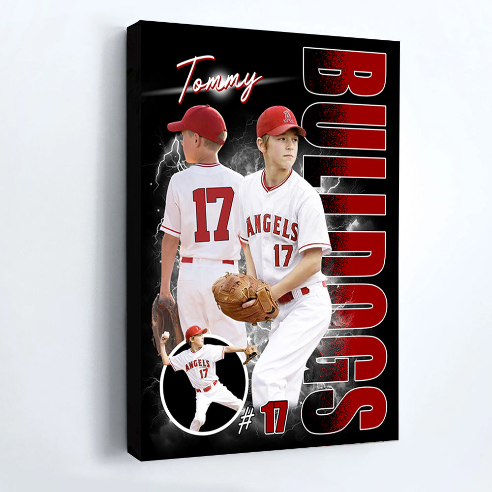 Custom Photo Baseball Player Poster - Personalized Team Name School Name Bootleg Poster Baseball T1807