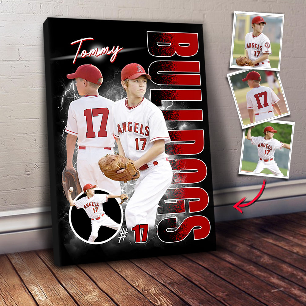 Custom Photo Baseball Player Poster - Personalized Team Name School Name Bootleg Poster Baseball T1807