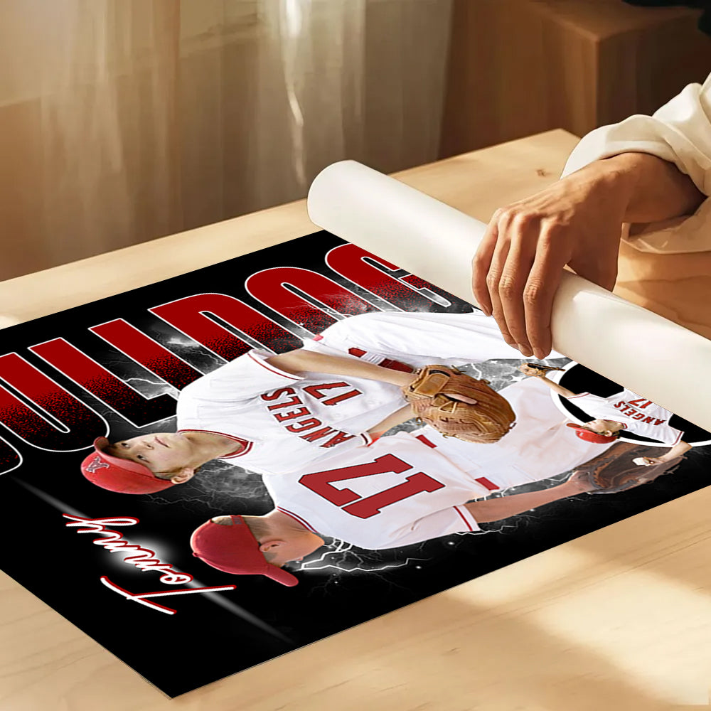 Custom Photo Baseball Player Poster - Personalized Team Name School Name Bootleg Poster Baseball T1807