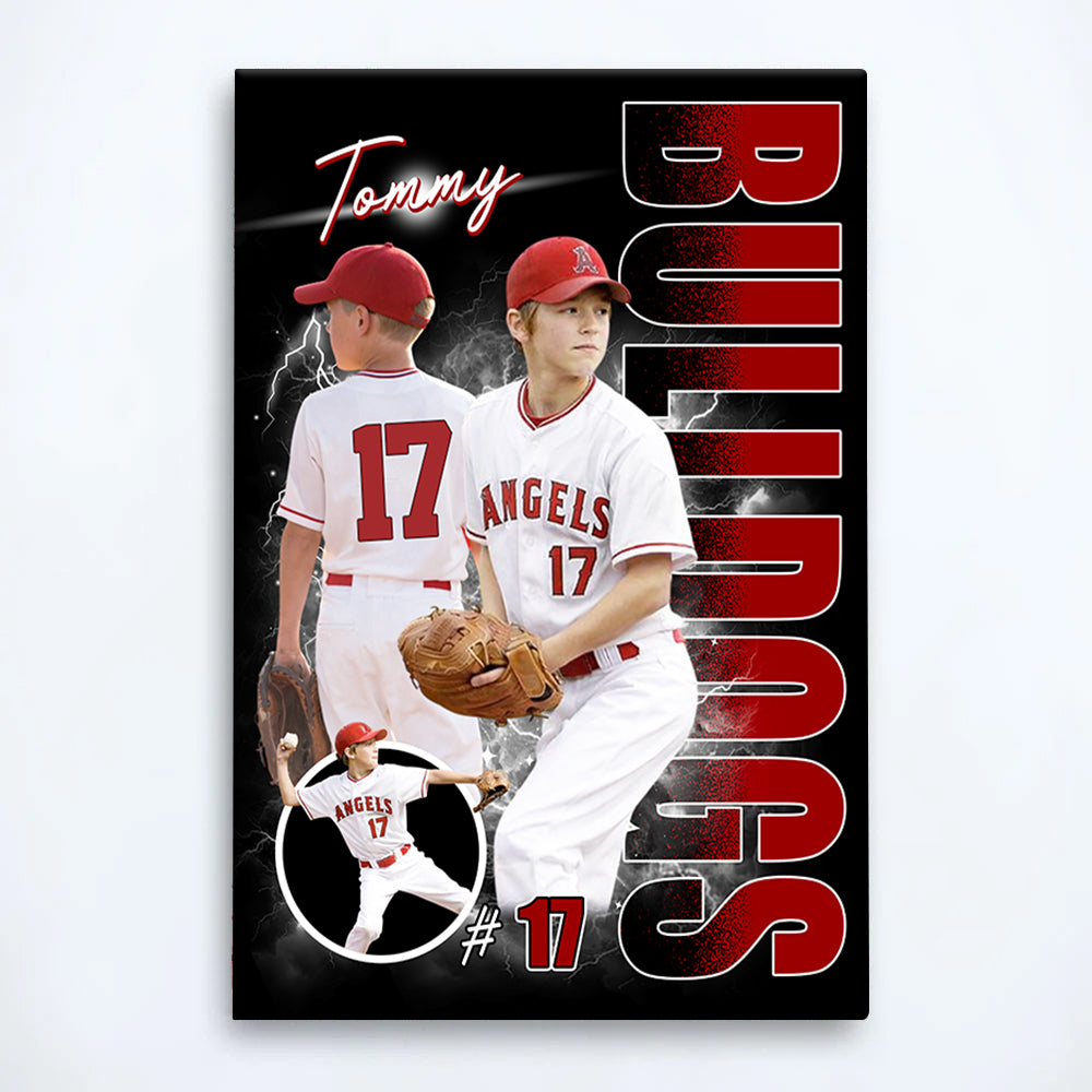 Custom Photo Baseball Player Poster - Personalized Team Name School Name Bootleg Poster Baseball T1807