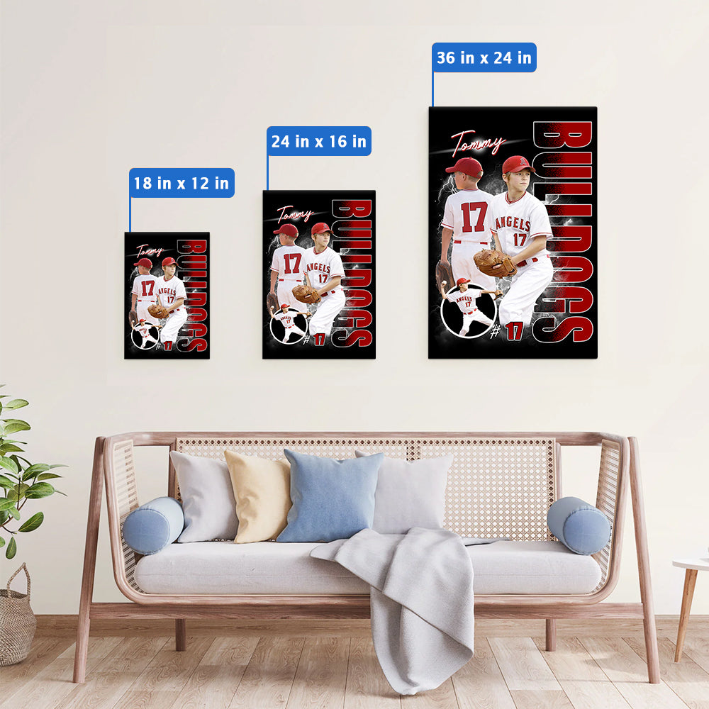 Custom Photo Baseball Player Poster - Personalized Team Name School Name Bootleg Poster Baseball T1807