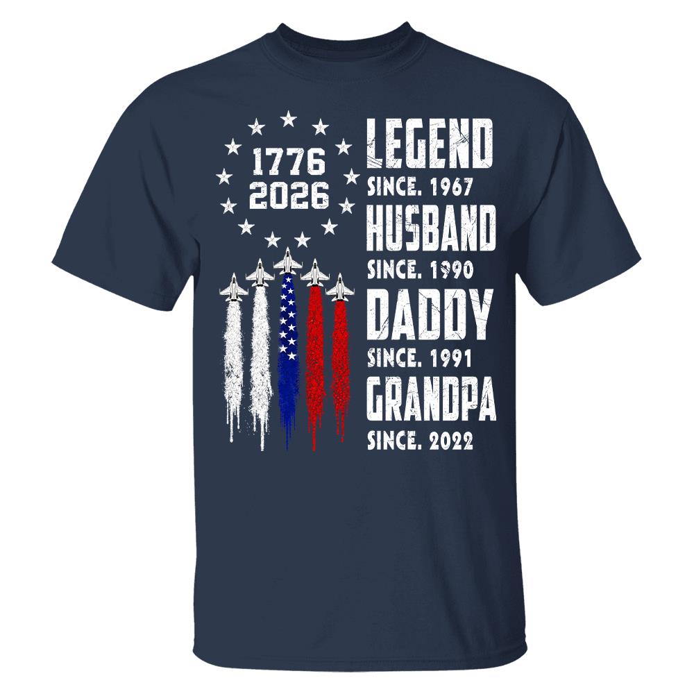 Custom Legend Husband Dad Grandpa Nation Flag American 250th Anniversary Shirt, Father's Day Gift For Dad, Grandpa L0411 Hv01