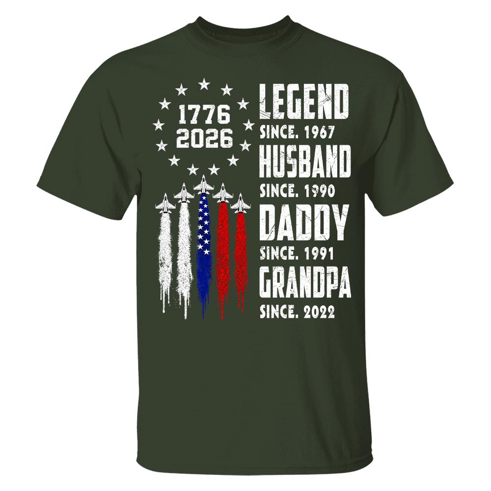Custom Legend Husband Dad Grandpa Nation Flag American 250th Anniversary Shirt, Father's Day Gift For Dad, Grandpa L0411 Hv01