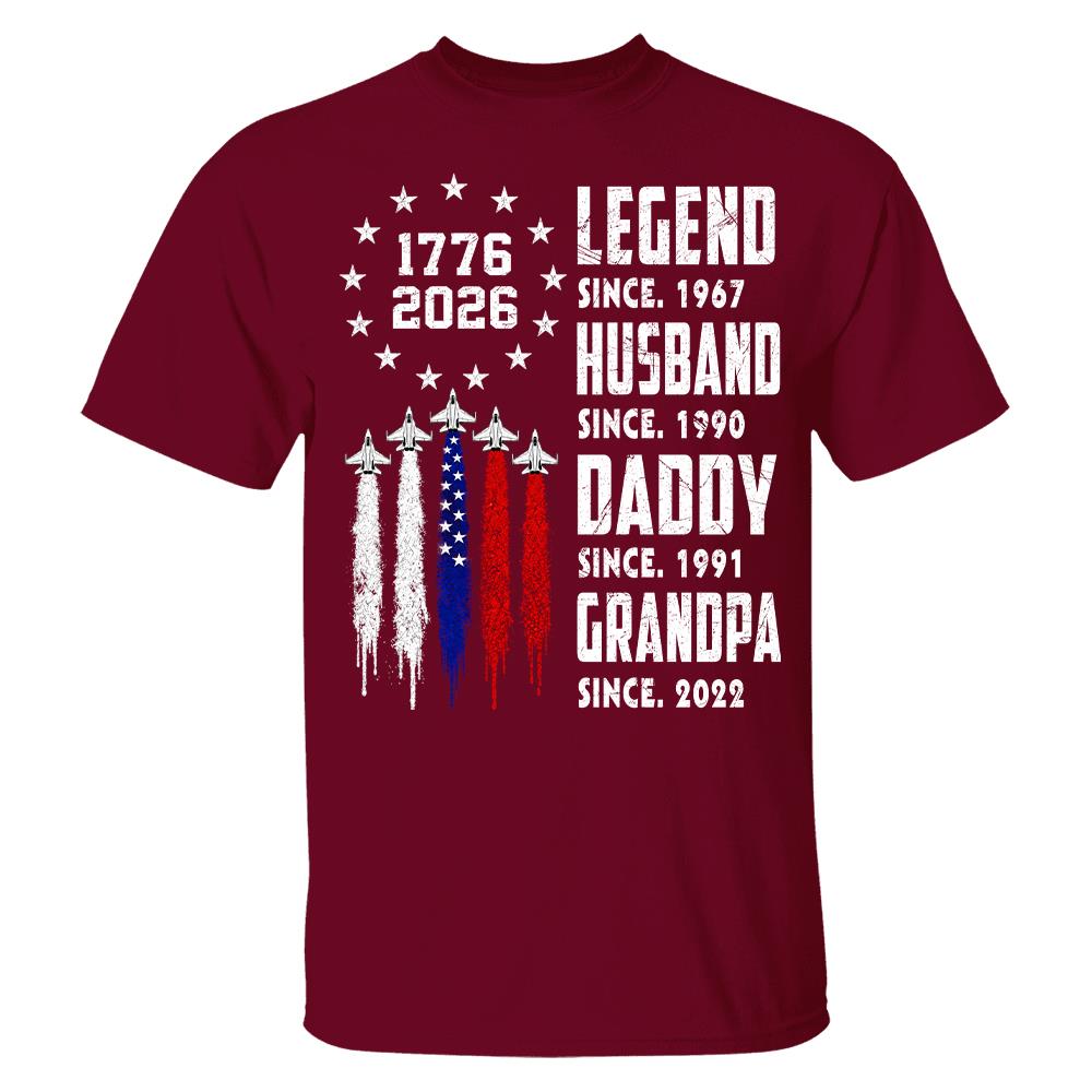 Custom Legend Husband Dad Grandpa Nation Flag American 250th Anniversary Shirt, Father's Day Gift For Dad, Grandpa L0411 Hv01
