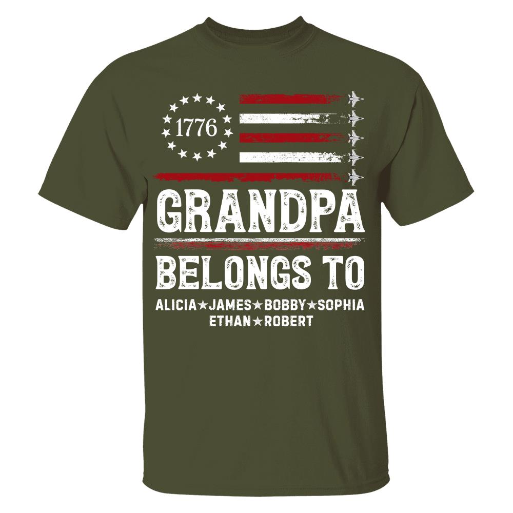 Proud American Grandpa Custom Kids Names Father's Day Gift For Dad, Grandpa L0411 Hv01