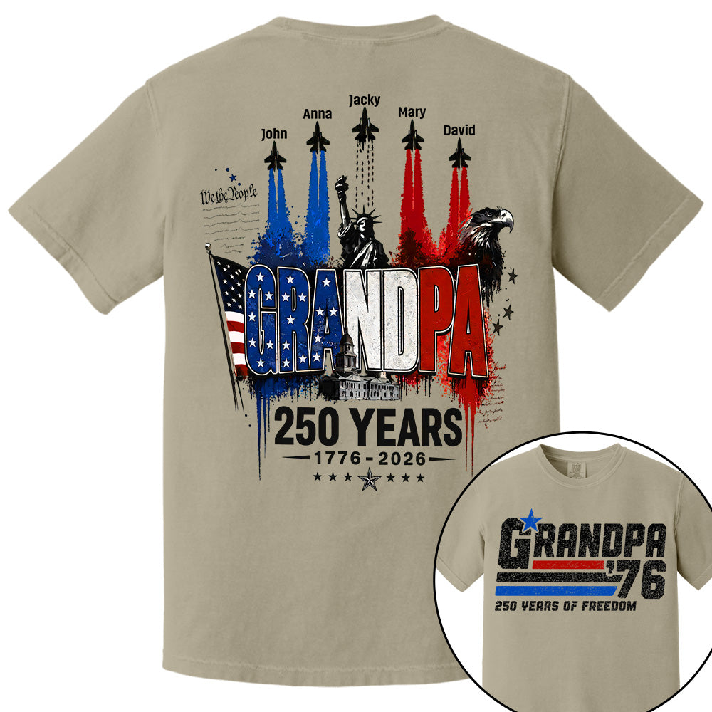 Personalized Dad Grandpa Nation Flag American 250th Anniversary Shirt - Semiquincentennial 1776-2026 Shirt - Cool Father's Day Gift For Dad, Grandpa T1807 VH01