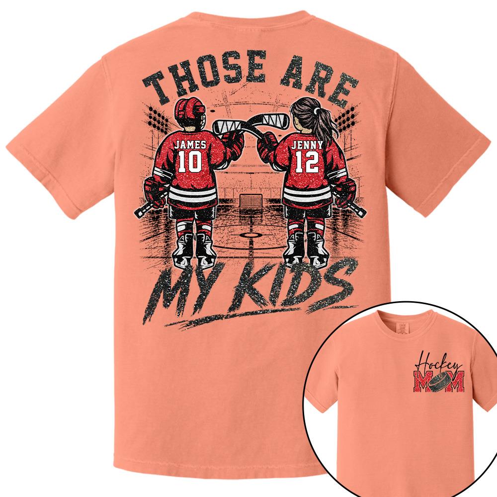 Personalized  Ice Hockey Mom Shirt, Custom Those Are My Boys T-Shirt, Team Name & Player Number Tee, Ice Hockey Mom Gift Na02 Hv01
