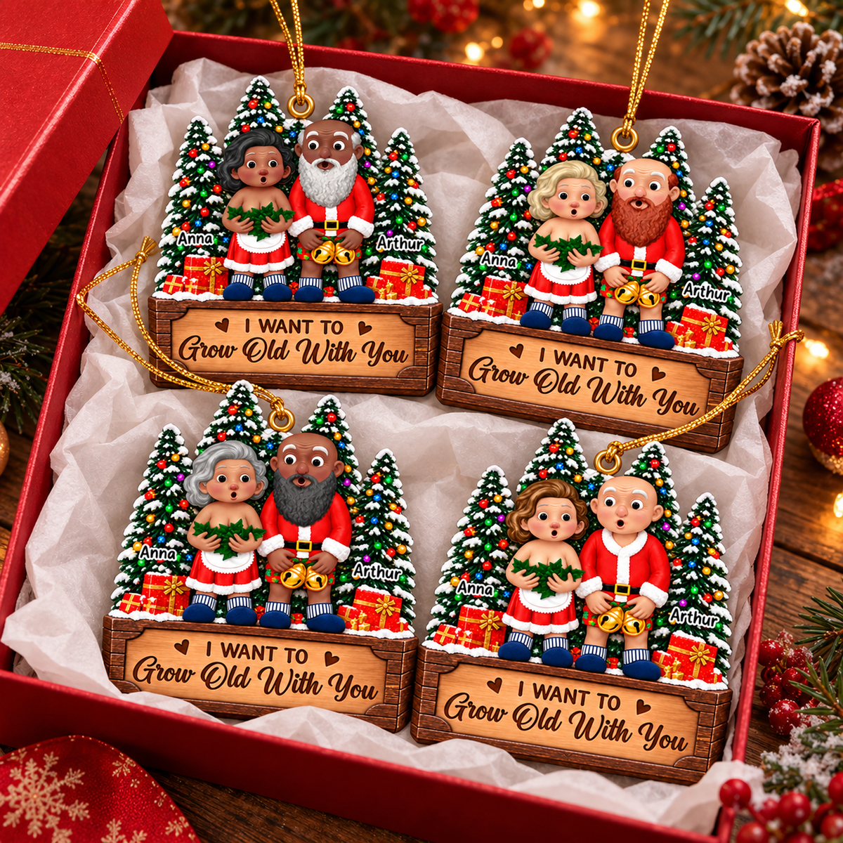I Want To Grow Old With You - Personalized Couple Ornament Vr2 New VH01