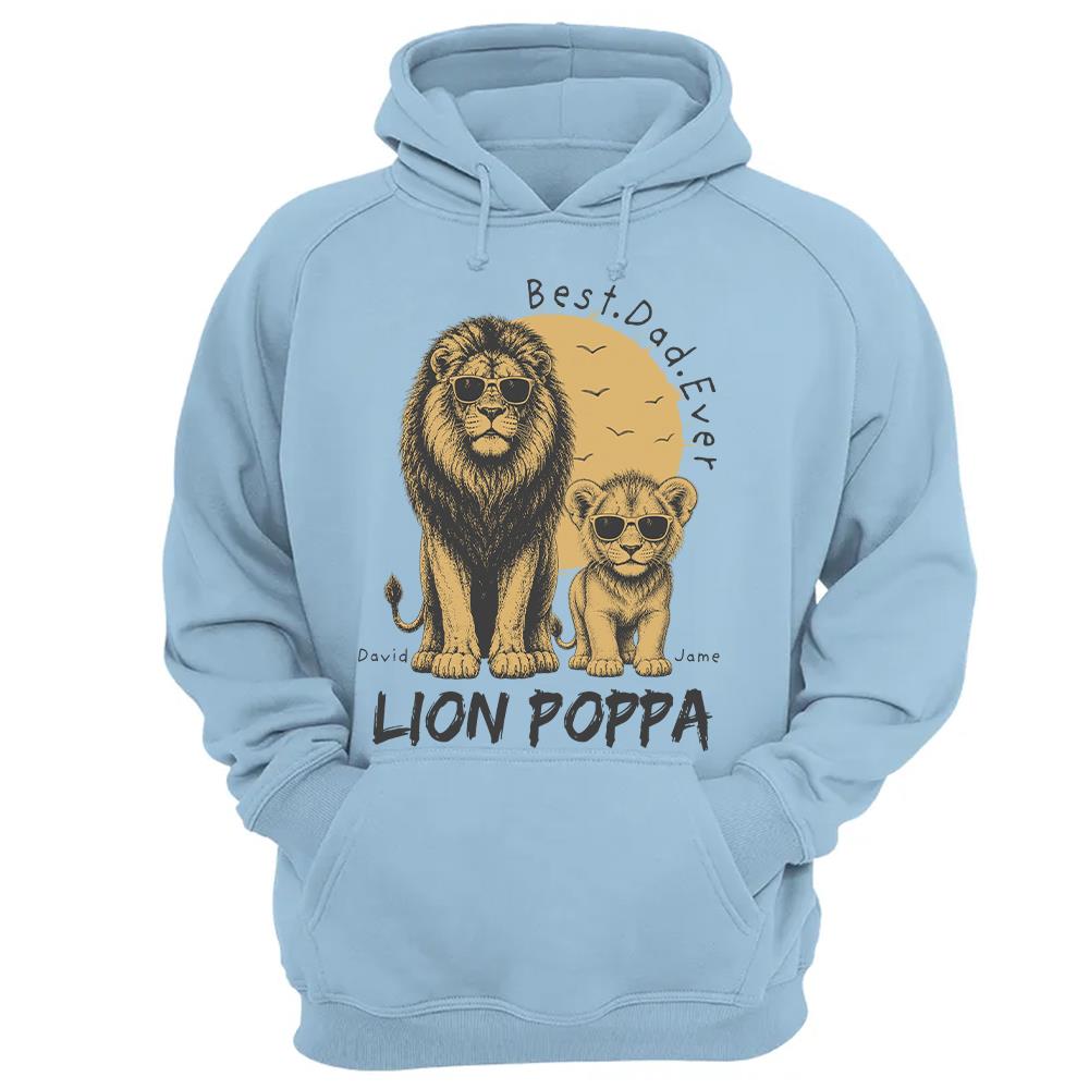 Retro Vintage Lion Dad And Kids Daddy Protector - Personalized Shirt - Cool Father's Day Gift For Dad, Husband Hv01 Vr1