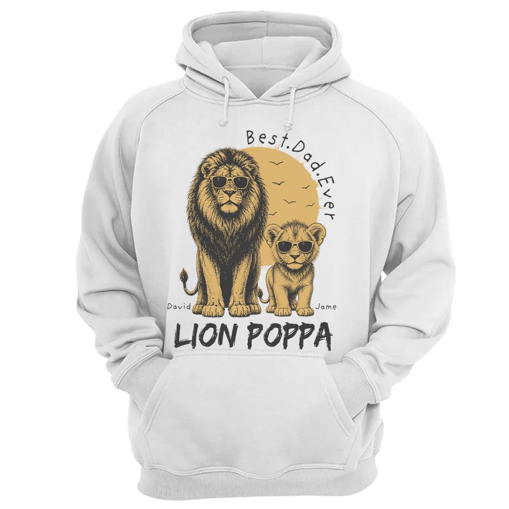 Retro Vintage Lion Dad And Kids Daddy Protector - Personalized Shirt - Cool Father's Day Gift For Dad, Husband Hv01 Vr1