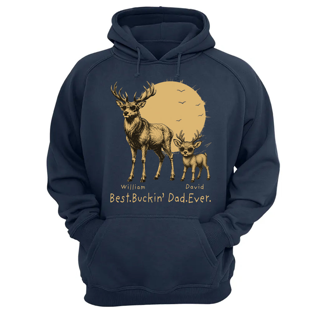 Personalized Best Buckin' Dad Ever T-Shirt Father Day Gifts for Dad Funny Papa Tshirt Cool Daddy Hunting Tee T24