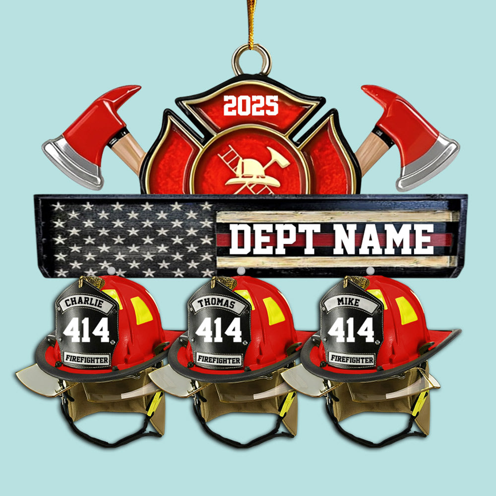 Firefighter Station Helmets - Personalized Acrylic Ornament - Christmas Gift For Firefighter Station Department Li29
