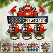 Firefighter Station Helmets - Personalized Acrylic Ornament - Christmas Gift For Firefighter Station Department Li29