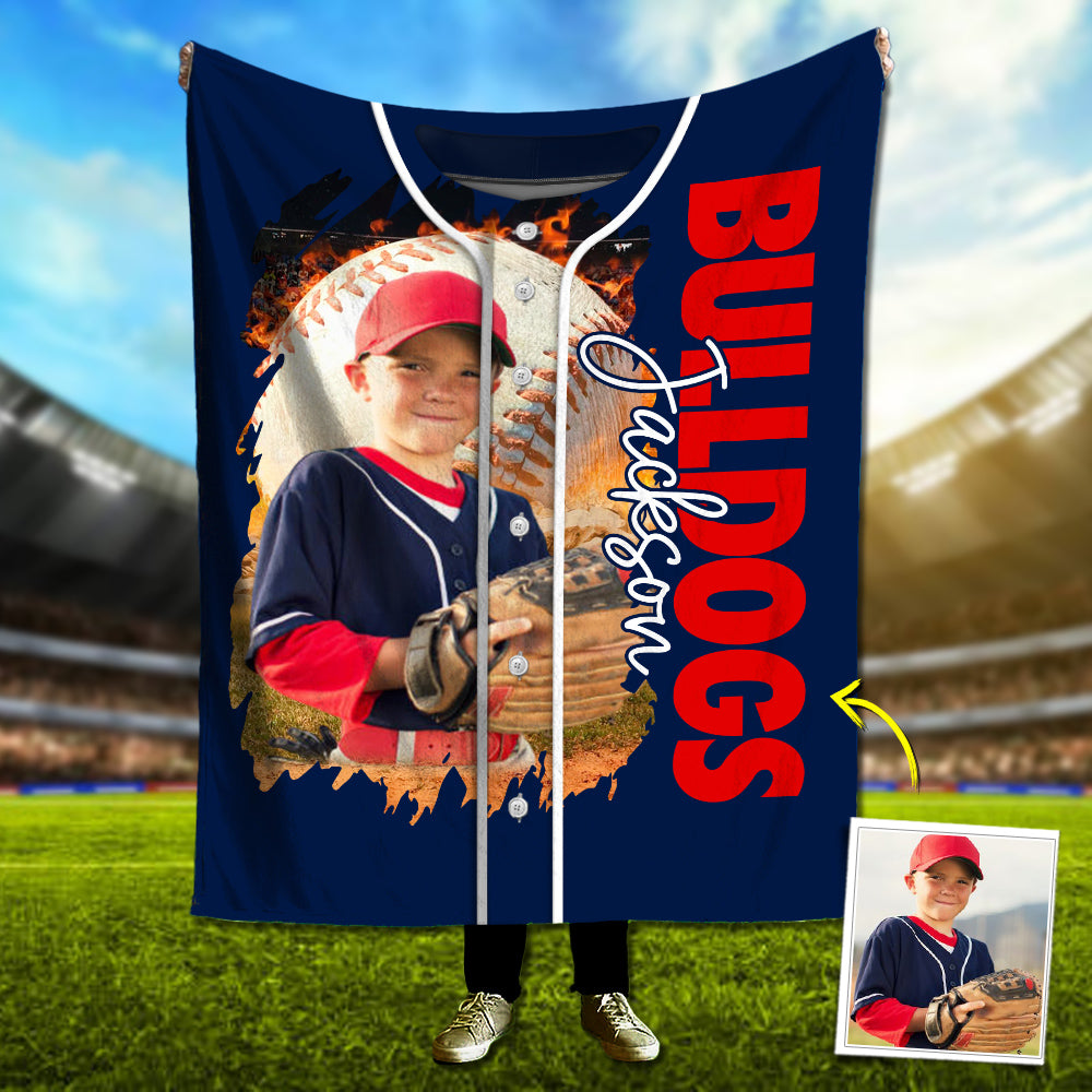 Custom Photo Baseball Jersey Blankets For Baseball Family Game Day Blankets A2110 Do99