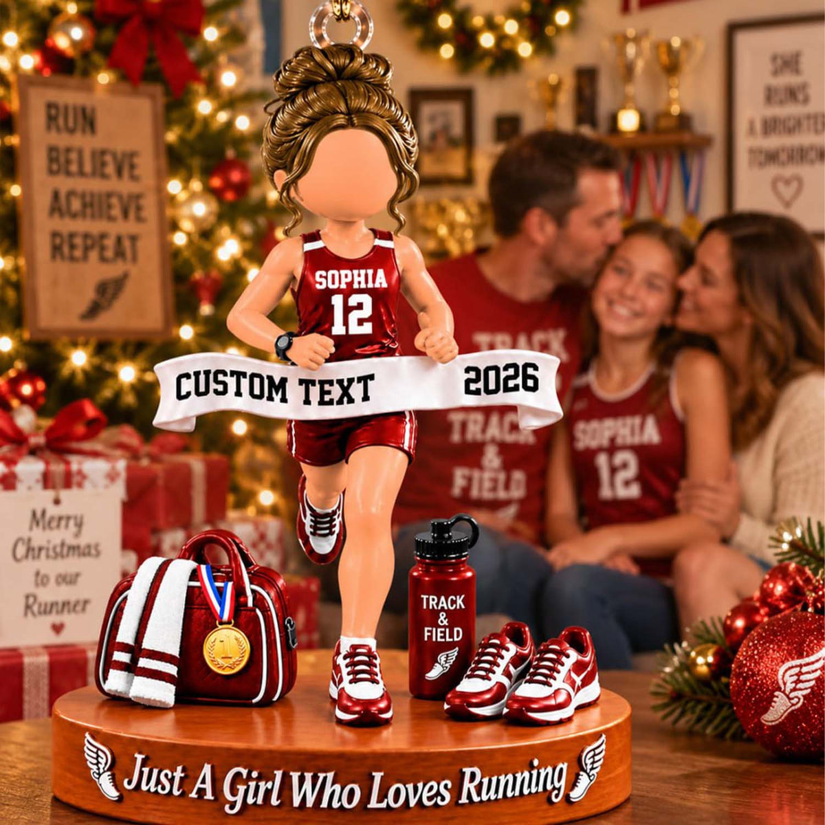 Just A Girl Who Loves Running Ornament, Personalized Track & Field Runner Christmas Ornament, Custom Name Gift Na02 Pt99