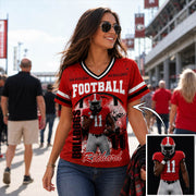 Personalized Football Mom Jersey with Custom Player Photo, Name & Number – Game Day Gift for Football Mom Dad Family