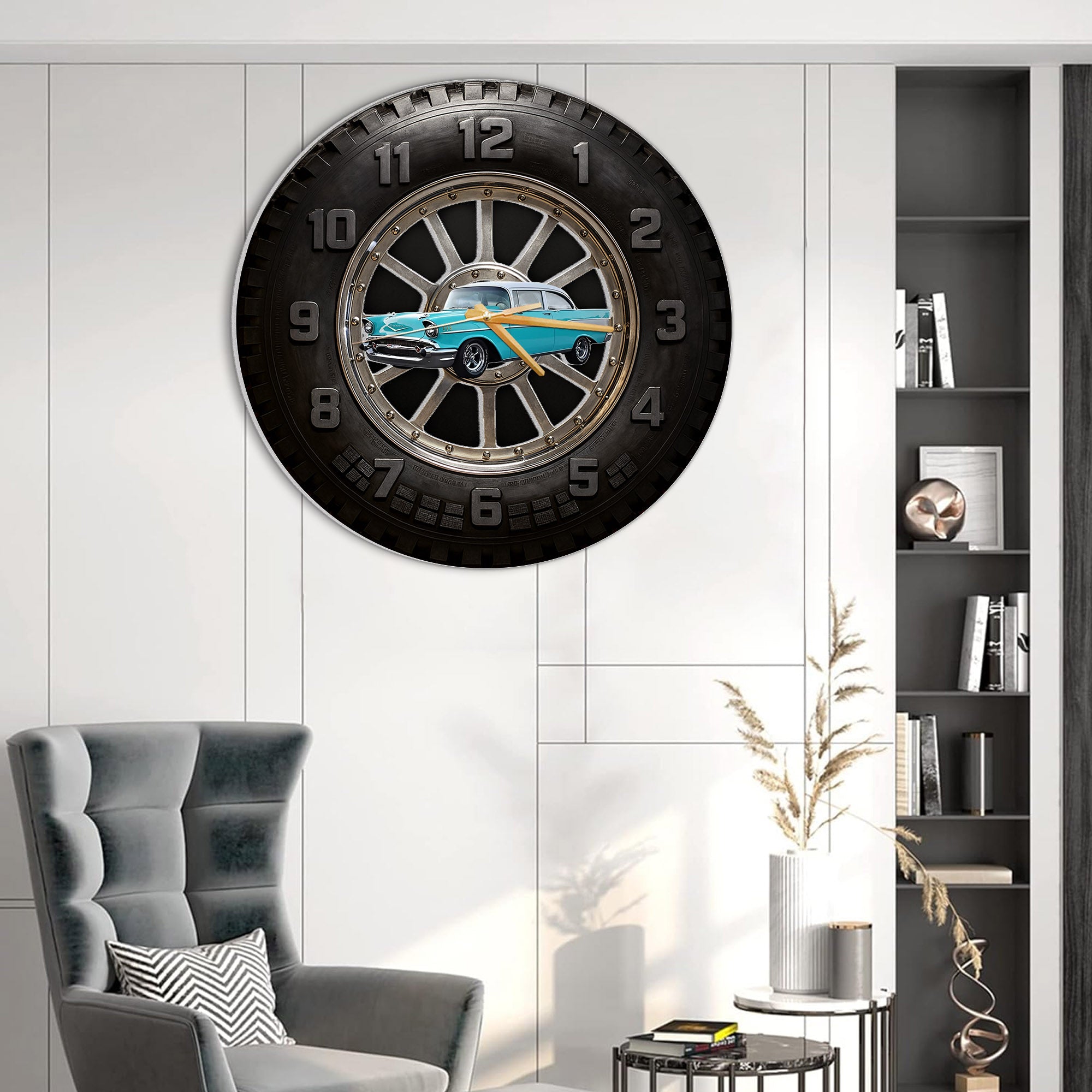 Custom Photo Car Wall Clock- Personalized Car Tire Themed Clock A2110 Nh00