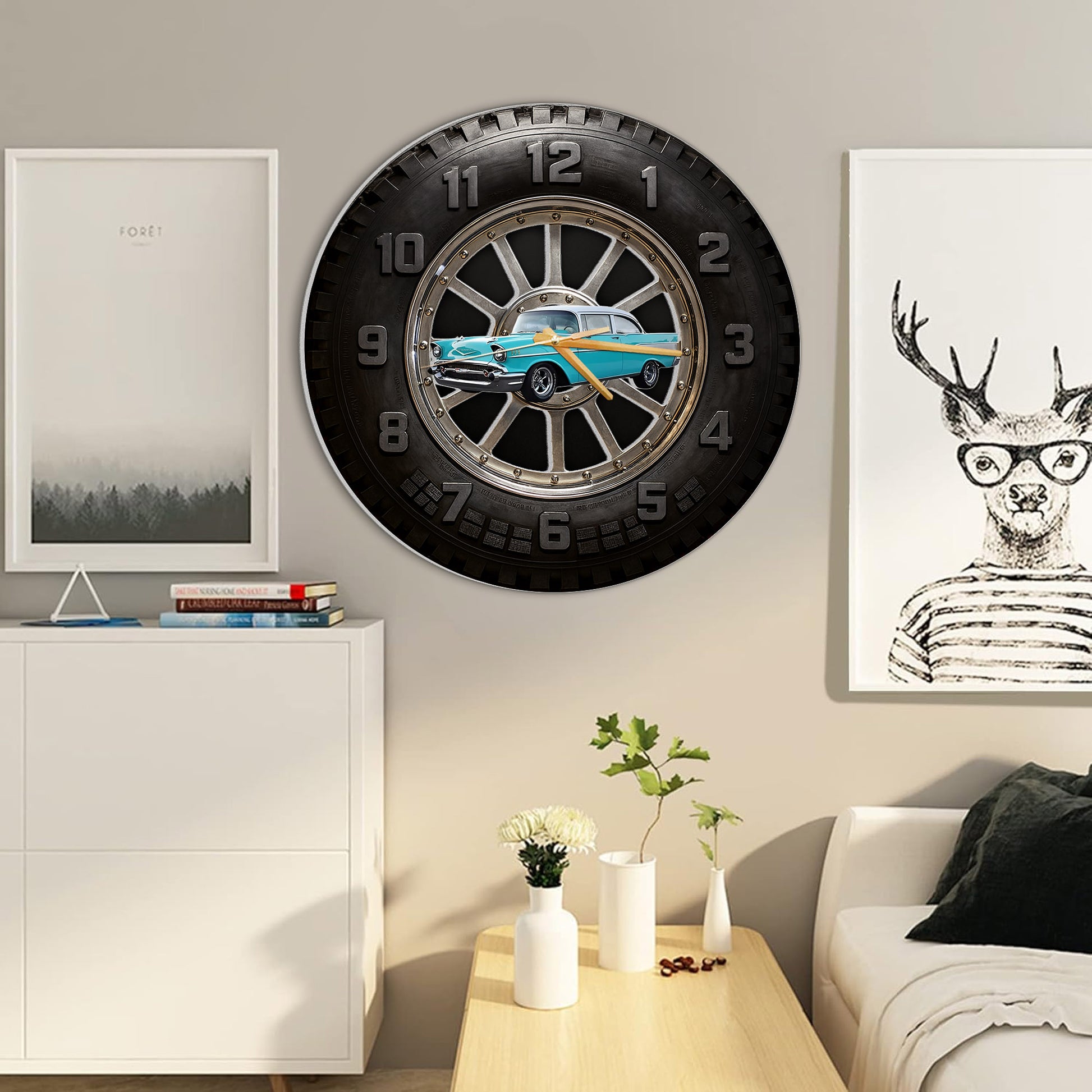 Custom Photo Car Wall Clock- Personalized Car Tire Themed Clock A2110 Nh00