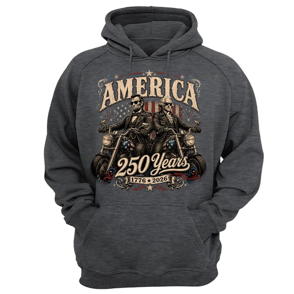 America 250 Years Biker MC Patriotic Motorcycle Shirt, 1776 2026 USA 250th Anniversary Vintage Graphic Tee Hv01