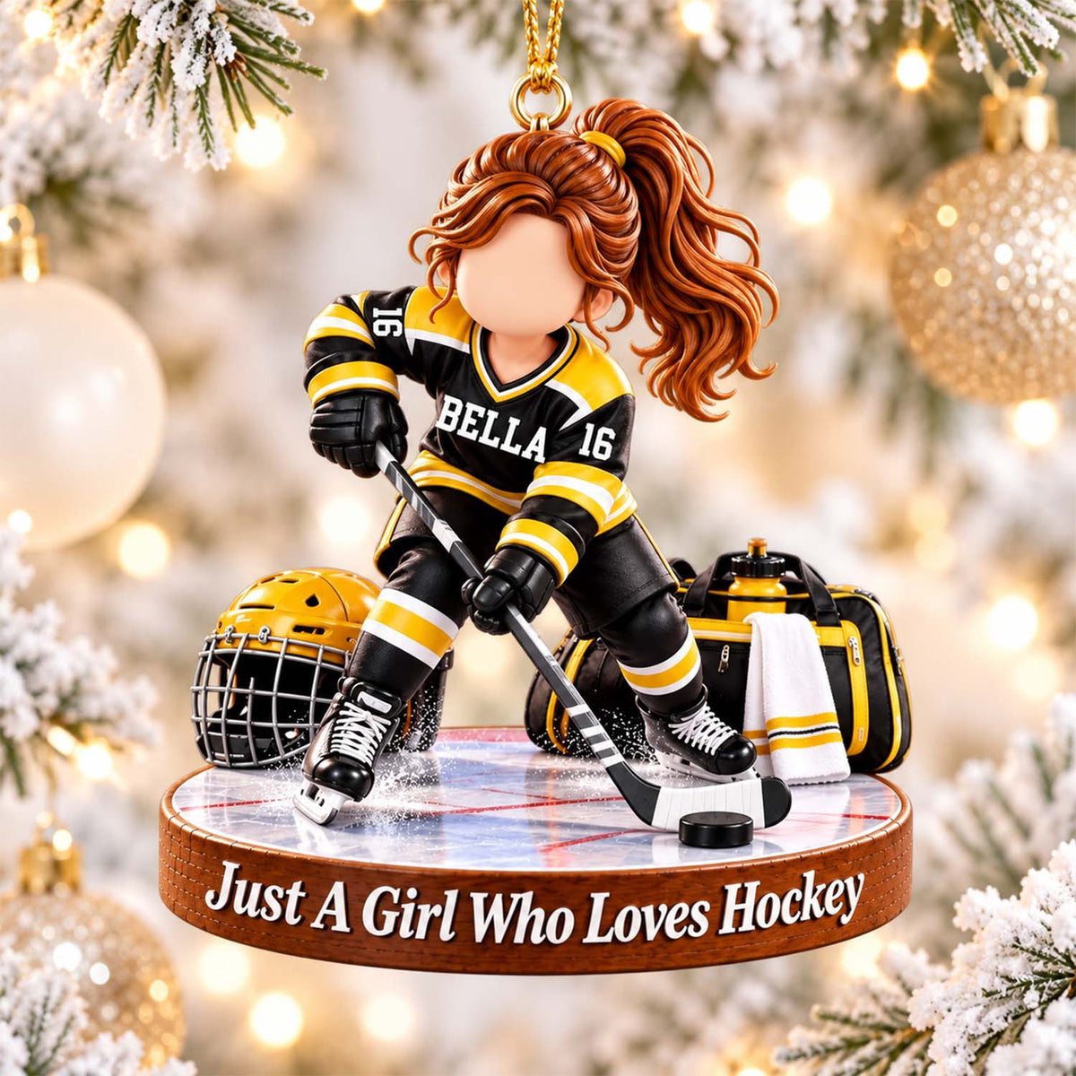 Personalized Hockey Girl Hockey Girl Christmas Ornament Pt99