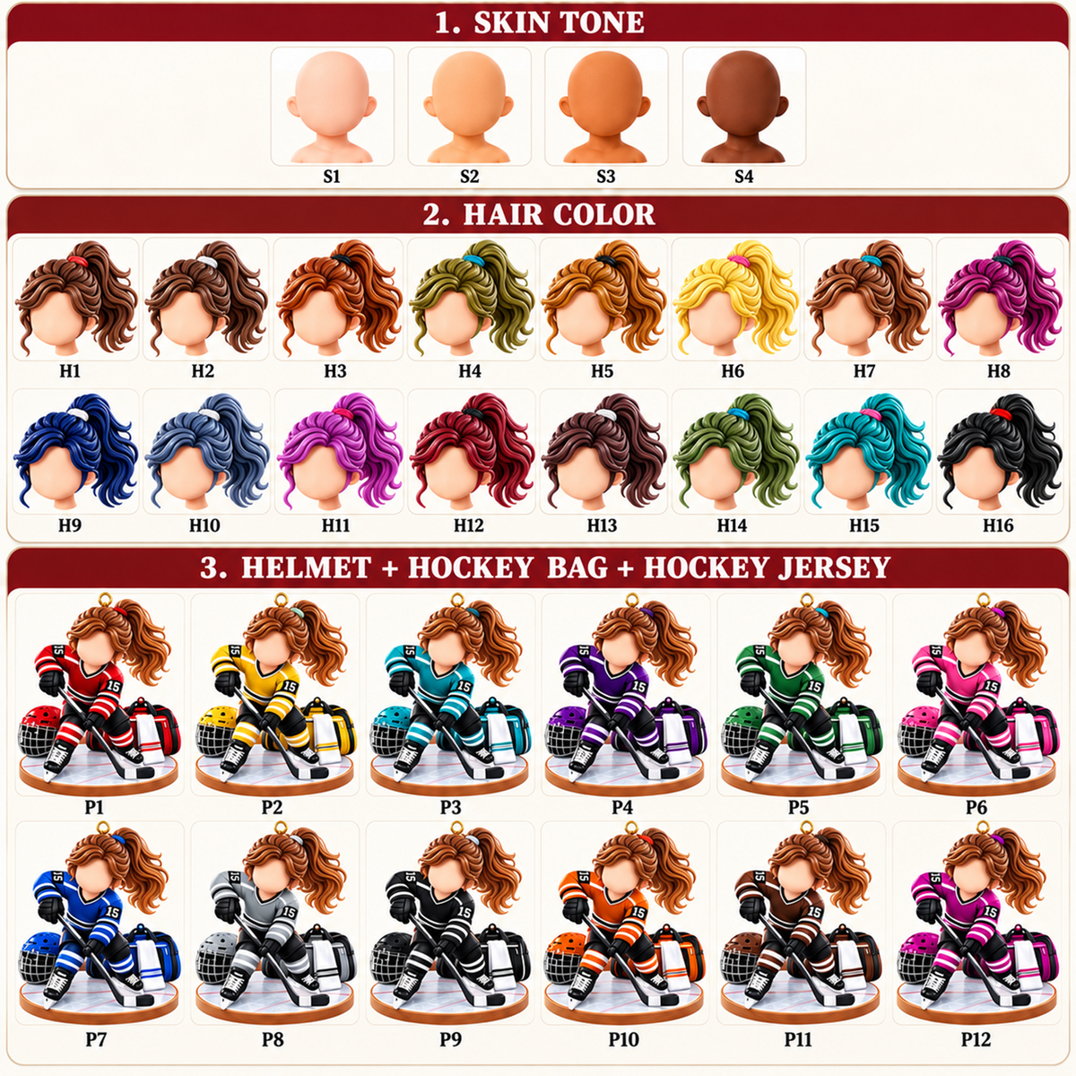 Personalized Hockey Girl Hockey Girl Christmas Ornament Pt99