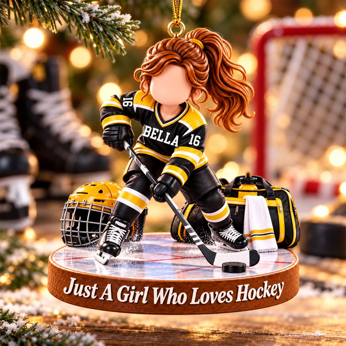 Personalized Hockey Girl Hockey Girl Christmas Ornament Pt99