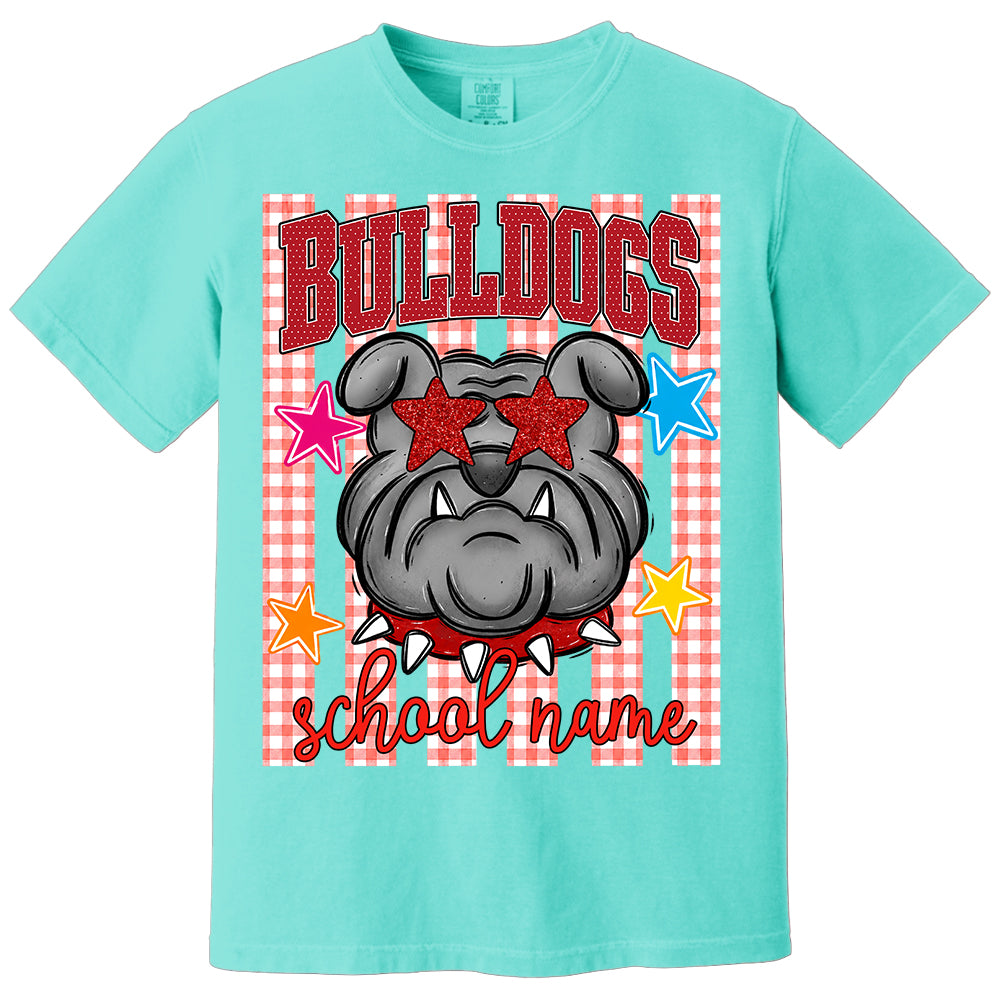 Personalized School School Spirit Mascot Striped Pattern T-Shirt For Teacher, Preppy Back To School, Gifts For Teacher Student MI209 TH23