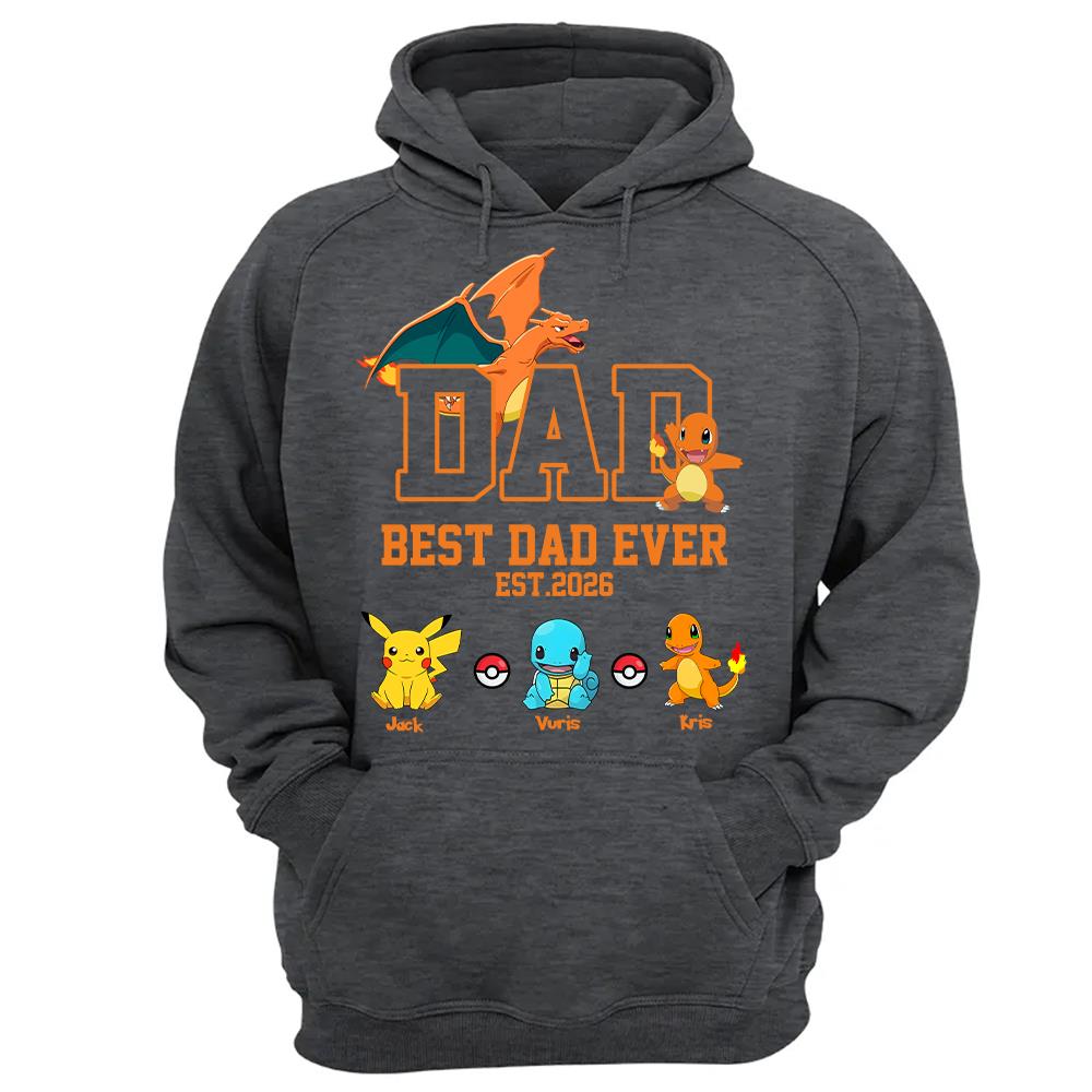 Pokedad Best Dad Ever, Personalized Pokedad Shirt With Kids Name, Father's Day Gifts For Dad, Husband, Grandpa MI209 Hv01