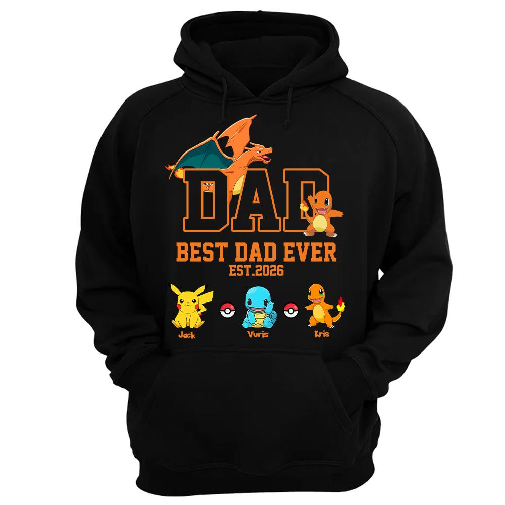 Pokedad Best Dad Ever, Personalized Pokedad Shirt With Kids Name, Father's Day Gifts For Dad, Husband, Grandpa MI209 Hv01