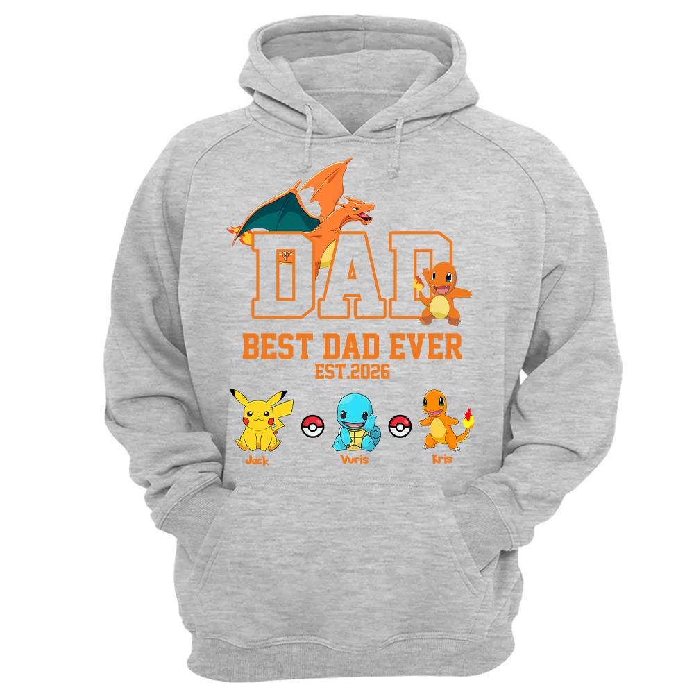 Pokedad Best Dad Ever, Personalized Pokedad Shirt With Kids Name, Father's Day Gifts For Dad, Husband, Grandpa MI209 Hv01